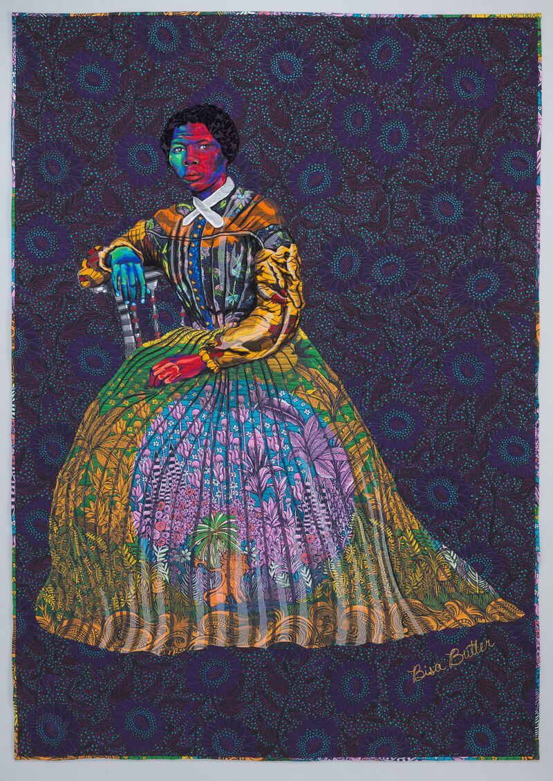“I Go to Prepare a Place For You’’ portrait of Harriet Tubman by Bisa Butler. PHOTO/COLLECTION OF THE SMITHSONIAN NATIONAL MUSEUM OF AFRICAN AMERICAN HISTORY AND CULTURAL, PURCHASED THROUGH THE AMERICAN WOMEN'S HISTORY INITIATIVE ACQUISITIONS POOL, ADMINISTERED BY THE SMITHSONIAN AMERICAN WOMEN'S HISTORY INITIATIVE, © BISA BUTLER
