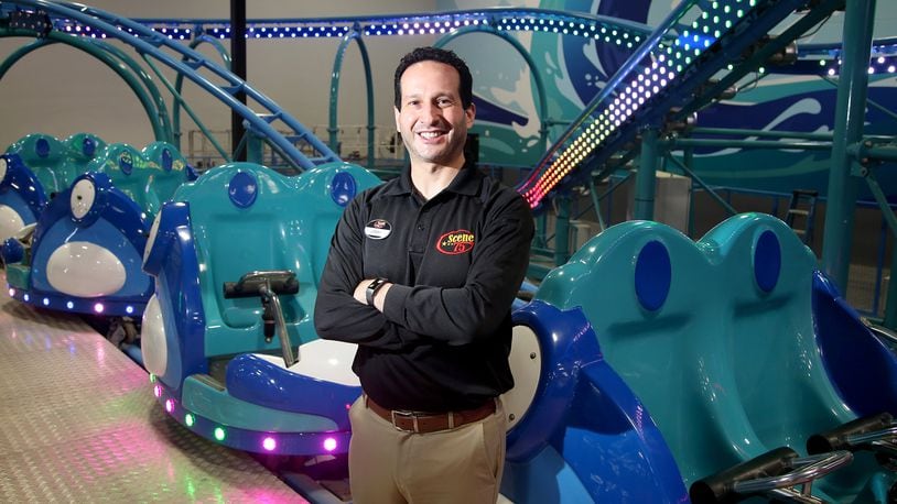 Jonah Sandler, the founder and chief entertainment officer of Scene75, said the indoor entertainment center plans to reopen this month. Scene75, on Poe Avenue in Vandalia, was heavily damaged by the Memorial Day tornadoes in 2019 and has been closed since. The newly refurbished center has added a two-story carousel, a spin roller coaster, an indoor 18-hole mini-golf course and a banquet center. LISA POWELL / STAFF