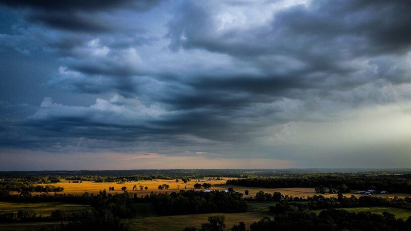 Storms move into western Montgomery and Butler counties on Wednesday evening, Sept. 21, 2022. JIM NOELKER/STAFF