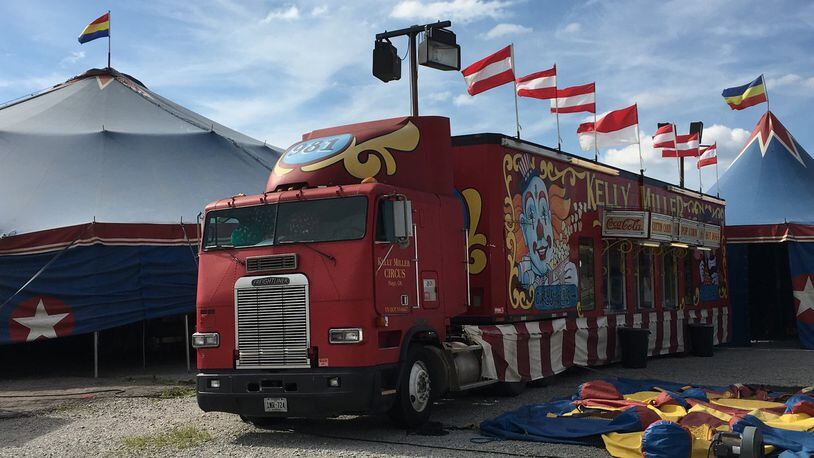 A traveling circus was set up this week where Warren County expected to be constructing an event center. It will be the second fair without the event center or grandstands demolished last year to make way for the new facilities. Staff photo by Lawrence Budd