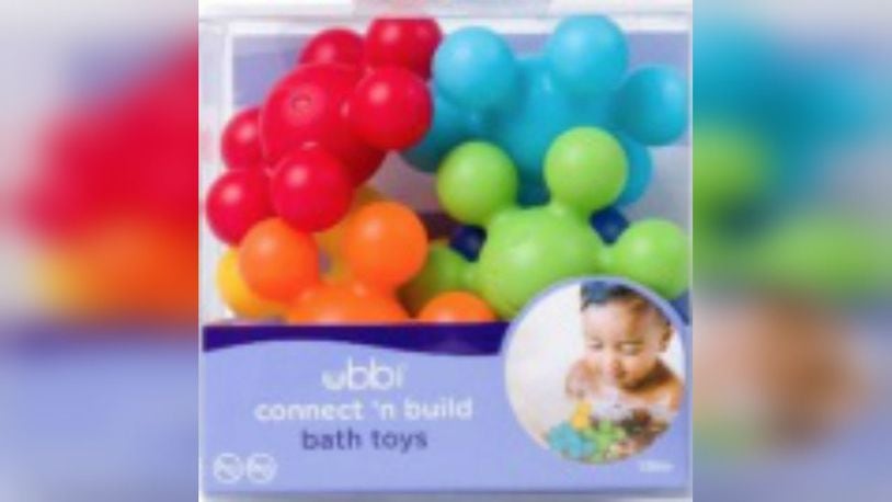 Plastic Ubbi Connecting Bath Toys with a big circle and six smaller circles connected together can break and cause cuts or a choking hazard to children, the Consumer Product Safety Commission said.
