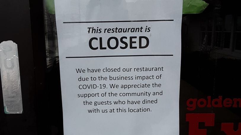 Golden Corral restaurant in Beavercreek has shut down permanently due to COVID-19 impact, according to a sign on its door and to an employee of the only other Dayton-area Golden Corral still operating, on Miller Lane in Butler Twp. CONTRIBUTED