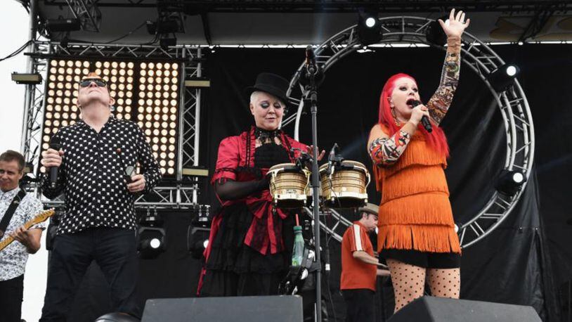 From left, Fred Schneider, Cindy Wilson and Kate Pierson have been with The B-52's since the band formed in 1976.