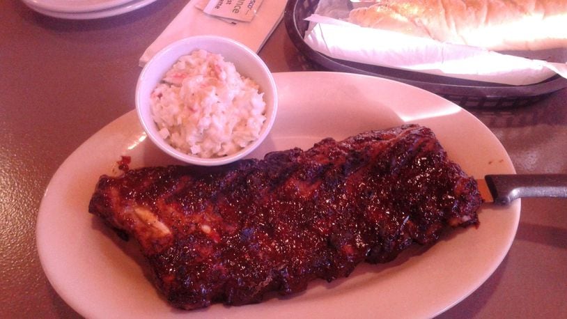 The sauce on Bolts’ Half-rack Pork Ribs is sweet and perfectly slathered, the ribs tender and delicious. SANDY COLLINS/STAFF