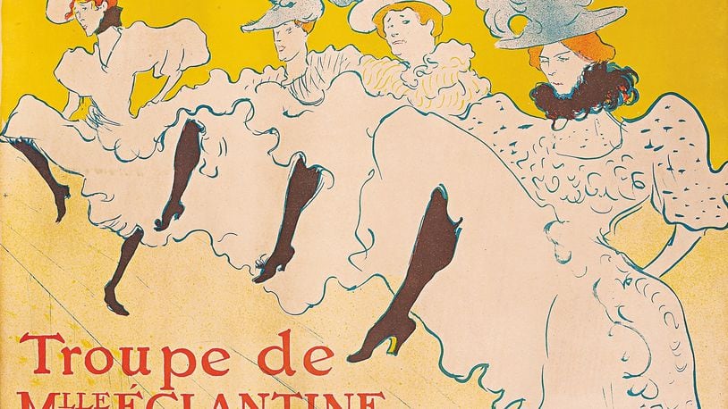 This is the 1896 "La Troupe de Mademoiselle Églantine" lithograph by Henri de Toulouse-Lautrec. (All works and images are courtesy of Firos Collection. Single-source exhibition provided by PAN Art Connections, with support of The Museum Box.)