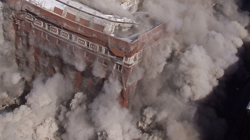 Detail of the implosion of the Rikes-Lazarus building.