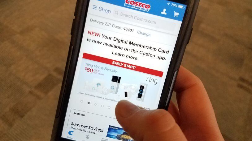 Costco’s app now allows customers to upload a digital membership card. STAFF PHOTO / HOLLY SHIVELY