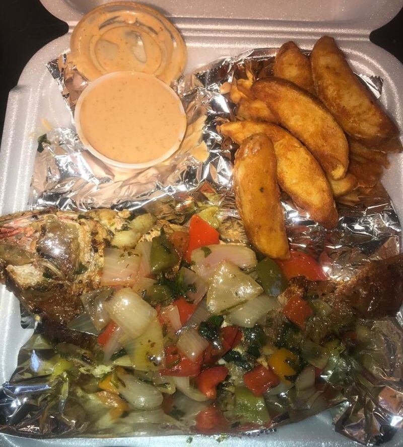 Theresa Barnes and her family opened Eden Spice in early January 2019. Red snapper and potato wedges are pictured.