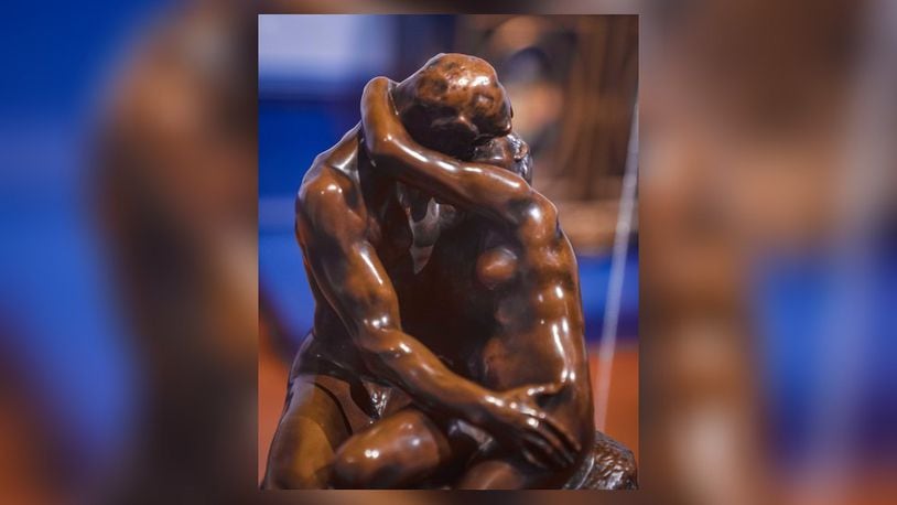 Le Baiser (The Kiss), Rodin, 1886, cast 1903, bronze, on loan from the Tia Collection, Santa Fe. Gallery 212.