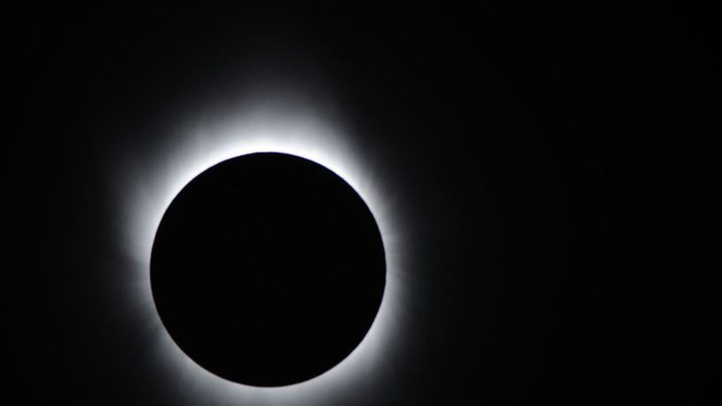In this handout image provided by National Astronomical Observatory of Japan and transmitted with the help of NICT and JAXA, the solar eclipse is seen on July 22, 2009 in Iwojima Island.