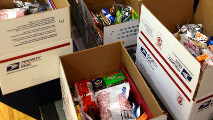 Some of the items Blue Star Moms have collected in the past to ship to troops. STAFF FILE PHOTO
