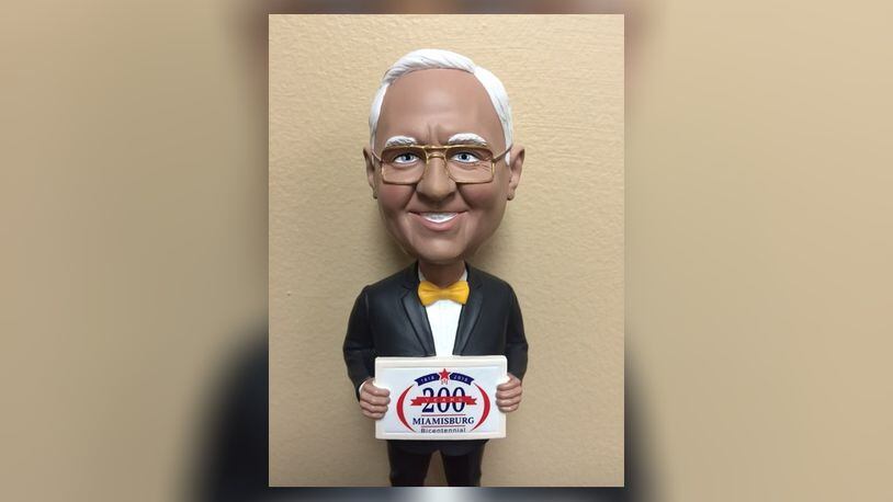 The sale of bobbleheads like this one of longtime Miamisburg Mayor Dick Church Jr. help raise funds for the city’s bicentennial celebration set for occur throughout 2018. CONTRIBUTED