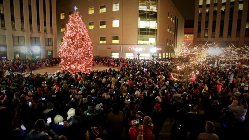 Crowds gathered for the Grande Illumination of the Christmas tree in November 2016, during the city of Dayton's Holiday Festival on Courthouse Square downtown.