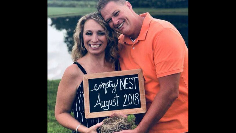 Dayton realtor Vicky Piper and her husband Jeff have grabbed attention from the Today show,  Good Morning America, Buzzfeed and other media outlets for a viral photo of them holding an empty nest with a black chalkboard reading “Empty Nest, August 2018.”