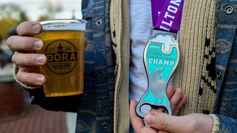 The “Top Finisher Champ” medal that participants will receive as part of the Hamilton Craft and Cocktail Quest. CONTRIBUTED