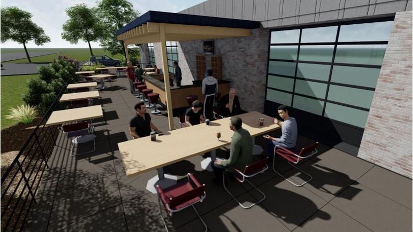 This is what one indoor/outdoor area of Hamilton Landing might look like, at the former Knights of Columbus building near the Great Miami River's western shoreline. PROVIDED