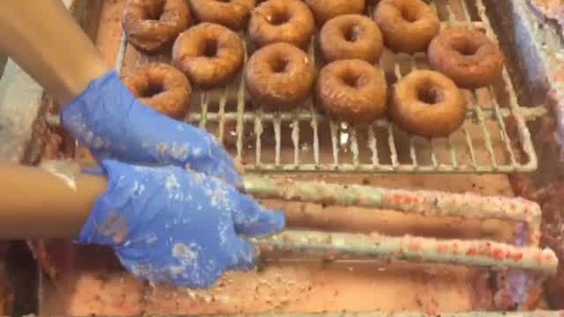 Making doughnuts for 2019 Troy Strawberry Festival