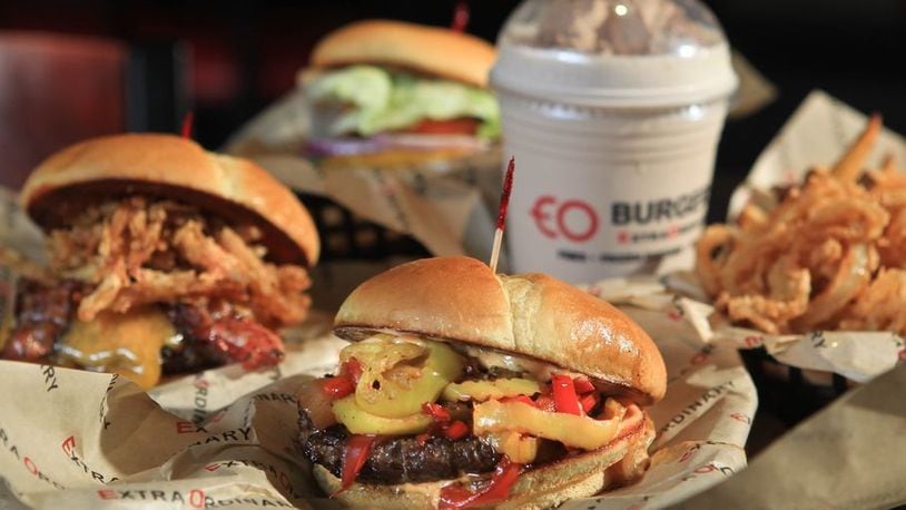 Burgers from EO Burgers in Beavercreek at The Greene. The restaurant  is slated to  partipate in the Taste of the Greene Thursday, Aug. 9 2018. Staff photo by Jim Witmer