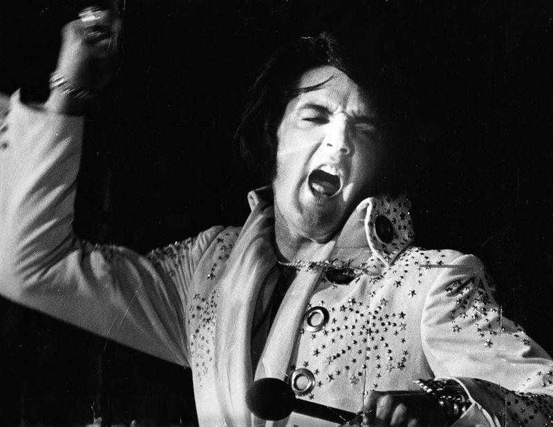Elvis Presley performs at the University of Dayton Arena April 7, 1972. DAYTON DAILY NEWS / WRIGHT STATE UNIVERSITY SPECIAL COLLECTIONS AND ARCHIVES