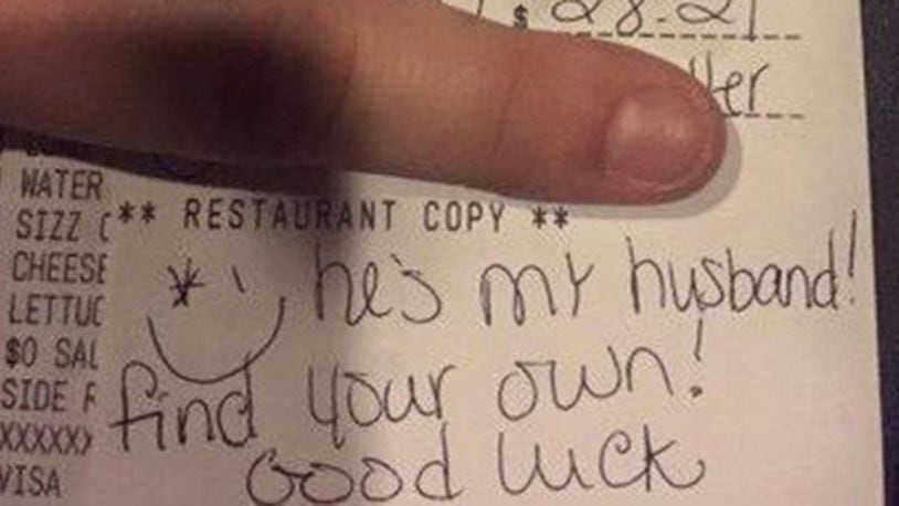 This widely circulated photo shows the note a Centerville waitress supposedly got along with a $0 tip.
