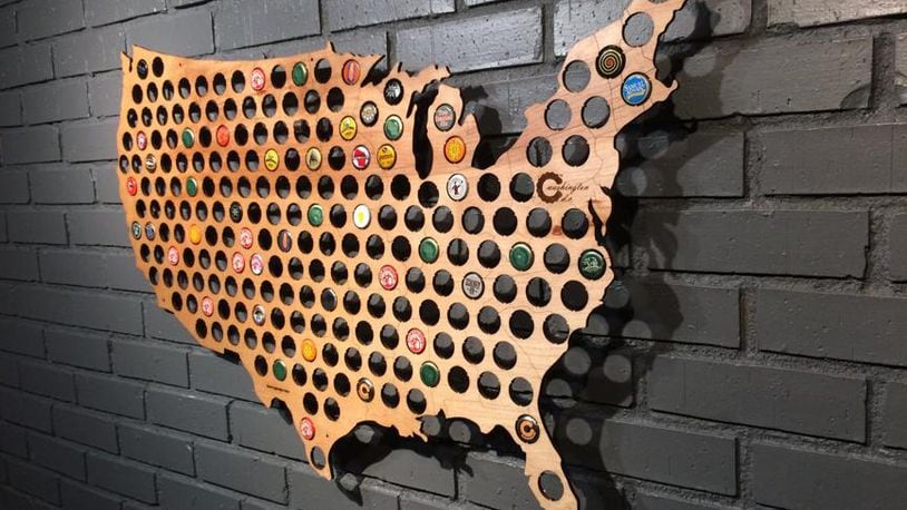 This map displays beer cap collections. (Beer Cap Maps)