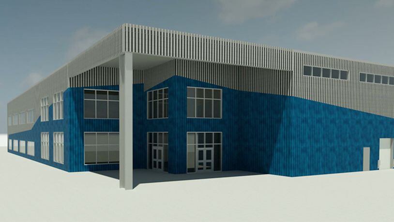 Dayton city commissioners approved a zoning change along North Keowee Street that will allow 2J Supply to build a new headquarters and distribution center, seen in this architect’s rendering. SUBMITTED