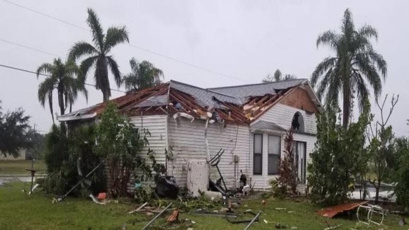 Strong winds and heavy rains spawned by Tropical Storm Nestor caused damage to a home in Cape Coral, Florida.
