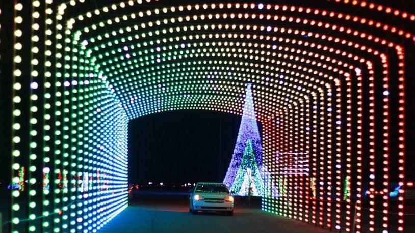 Christmas Nights of Lights display entrance at the Indiana State Fairgrounds in Indianapolis.