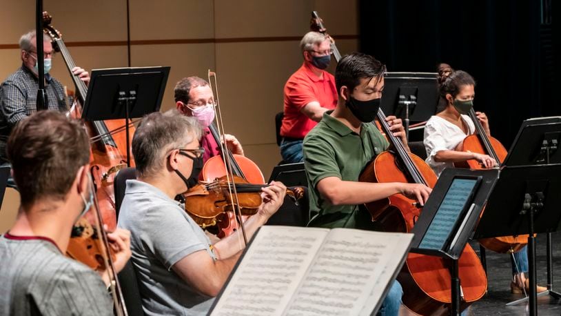 Jonathan Lee, Principal Cellist for Dayton Philharmonic, rehearses with other orchestra members for upcoming Virtual Streams concerts for the Dayton Performing Arts Alliance. CONTRIBUTED