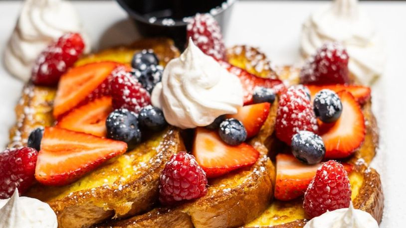Brioche French Toast from The Florentine restaurant ($15): Thick cut brioche dipped in creamy custard and fried to a golden brown. Available three ways;
1) fresh strawberries, raspberries, blueberries & whipped cream (pictured)
2) banana fosters
3) syrup & powdered sugar