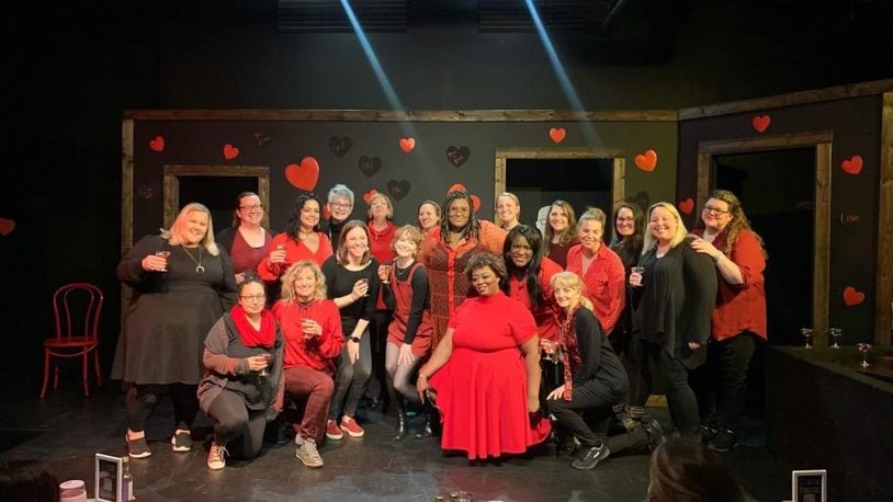 Black Box Improv Theater's Galentine’s Day show, a showcase of female talent, will be held Saturday, Feb. 11. Pictured: The 2022 Galentine's cast celebrates with a champagne toast. CONTRIBUTED