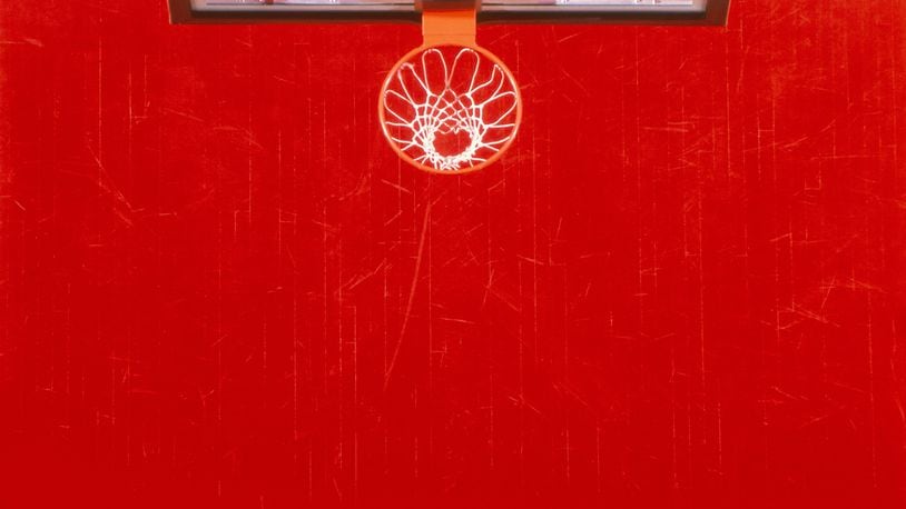 Basketball basket and court.