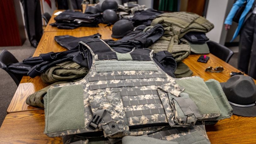 Members of the Union County Sheriff's Office delivered a donation of unneeded body armor, including vests, plates and riot helmets for Ukraine to Ohio State Highway Patrol. CONTRIBUTED