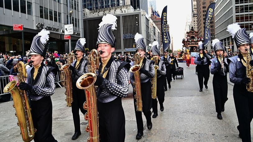 The Centerville High School Jazz Band performs in the 95th Macy's Thanksgiving Day Parade in New York City. KEVIN J. McCORMICK/CONTRIBUTED