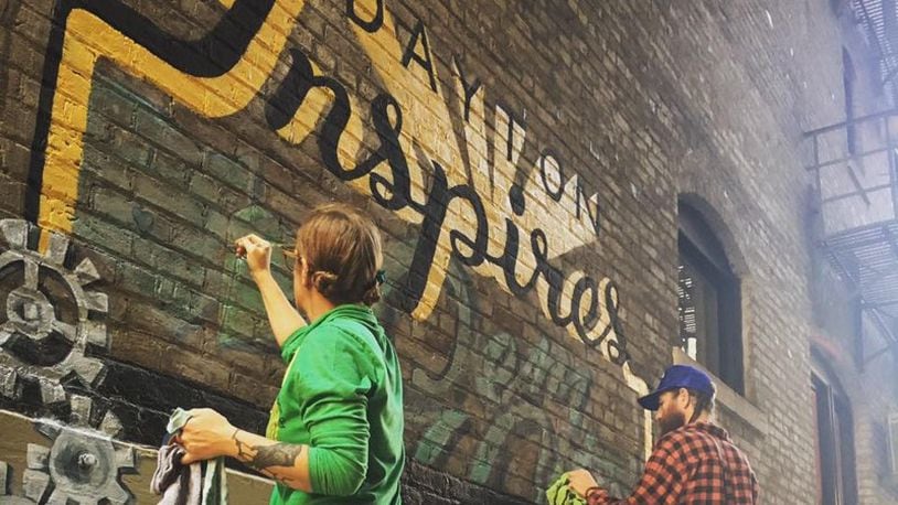 The Mural Machine painted the newest Dayton Inspires mural at The Cannery Lofts in downtown Dayton. PHOTO / Dayton Inspires Facebook
