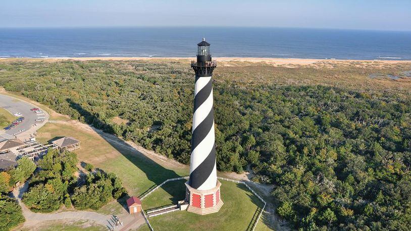 The Outer Banks of North Carolina (OBX) is home to the Cape Hatteras National Seashore and the Cape Hatteras Lighthouse (the tallest lighthouse in the United States). 
Credit: OuterBanks.org