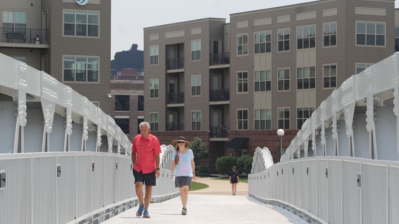 The Deeds Point pedestrian bridge reopened Friday after closing in late 2019. CORNELIUS FROLIK / STAFF
