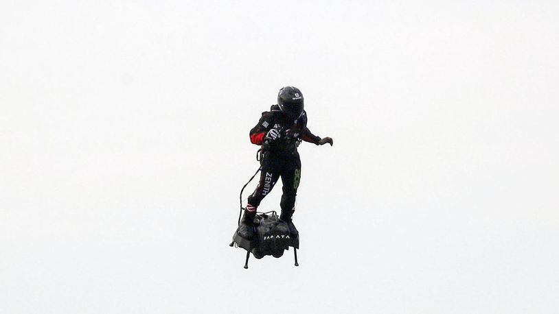French inventor Franky Zapata crossed the English Channel on his hoverboard Sunday, Aug. 4, 2019, the first person in history to ever make the 22-mile crossing on a flyboard.