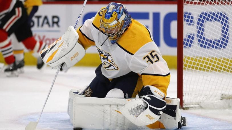Nashville Predators goalie Pekka Rinne said he was impressed with a Michigan teen who realized a wish by practicing with the team Friday.