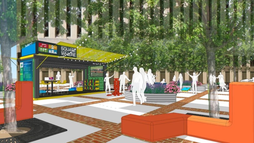 Courthouse Square will see a new addition before the start to summer. Graphic provided by the Downtown Dayton Partnership.
