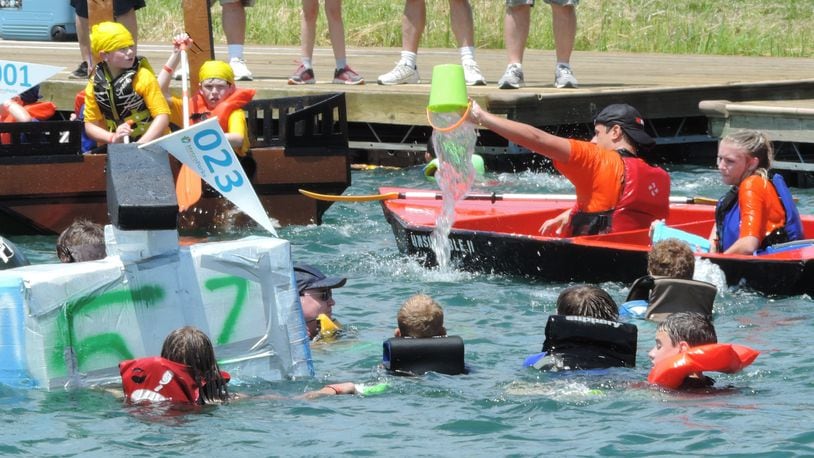 People participate in a past Crazy Cardboard Regatta at Voice of America MetroPark in West Chester Twp. CONTRIBUTED