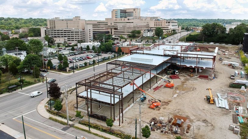 The new Rehabilitation Institute of Ohio is on track to open spring of 2020 at the corner of South Main and Apple streets, by the Miami Valley Hospital campus. Work kicked off in November on the hospital, which is a joint venture by Premier Health and Encompass Health. TY GREENLEES / STAFF