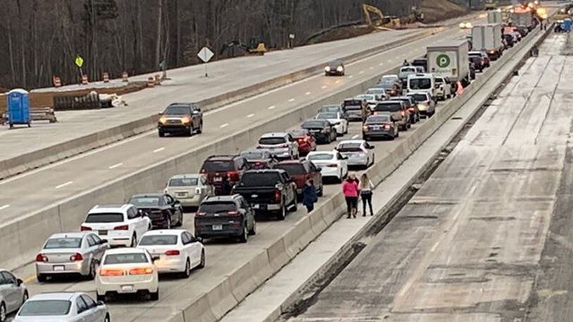 The North Carolina Department of Transportation said a stretch of Interstate 85 northbound could be closed for hours, forcing crews to set up a portable toilet for drivers.