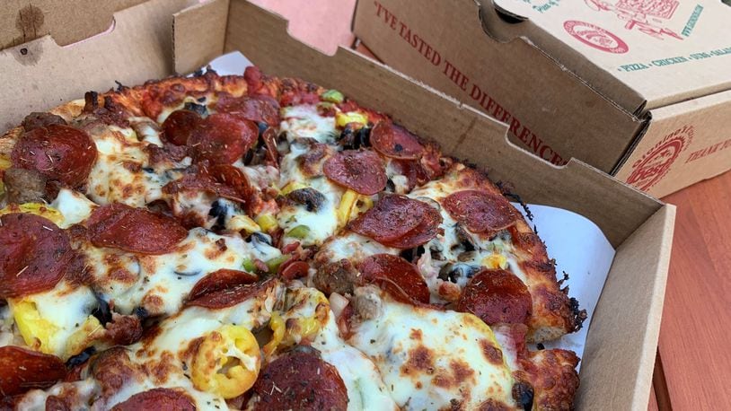 Gionino’s Pizzeria has a generous combination of pepperoni, sausage, ground beef, mushrooms, onions, green peppers, bacon, black olives and banana peppers. CONTRIBUTED/ALEXIS LARSEN
