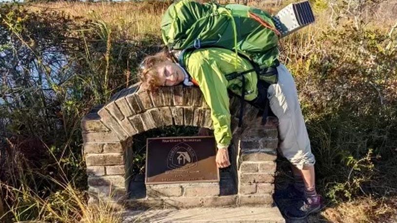 Karen Power, 67, recently completed a section hike of the 1,100-mile Florida Trail at Fort Pickens on the Gulf Islands National Seashore - Contributed