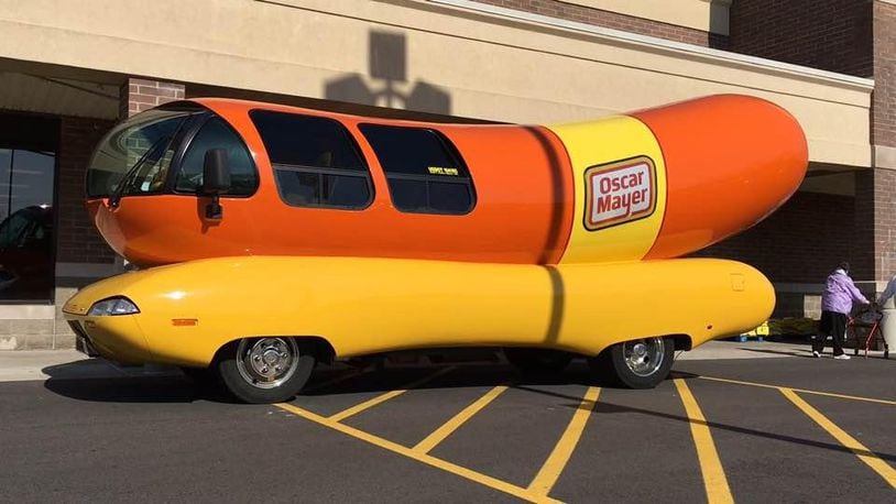 The Planters NUTmobile, Mr. Peanut’s main ride, and the Oscar Mayer Wienermobile, shown here, are both scheduled to appear at the Dayton Off Road & Outdoor Expo this weekend in Wilmington. FILE