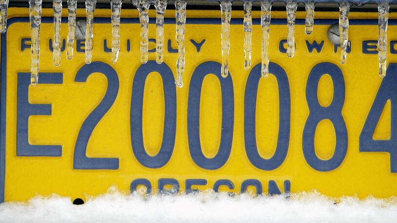 Oregon license plate.