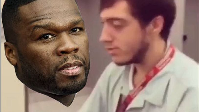 Arrow Wine, Jungle Jim's yank 50 Cent-sponsored vodka after he "bullies" disabled airport worker.  Photo illustration using screen grab and AP photo of 50 Cent by Amelia Robinson.
