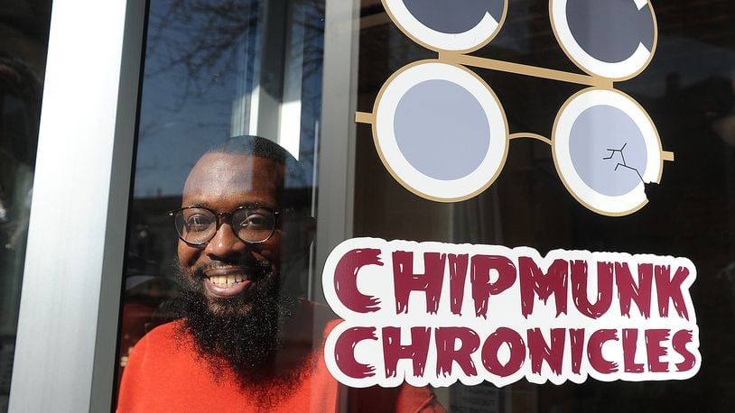 Omotayo Obayanju, CEO & Chief Architect of Chipmunk Chronicles, located at 15 S. Main Street in Miamisburg. MARSHALL GORBY\STAFF