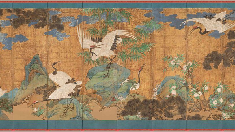 The painting, "Sea, Cranes and Peaches," underwent extensive conservation in 2019 by specialist conservators in South Korea, including remounting it in its most likely original configuration, a twelve-panel folding screen. The painting is a focal point of the Dayton Art Institute's “Art for the Ages: Conservation at DAI” CONTRIBUTED